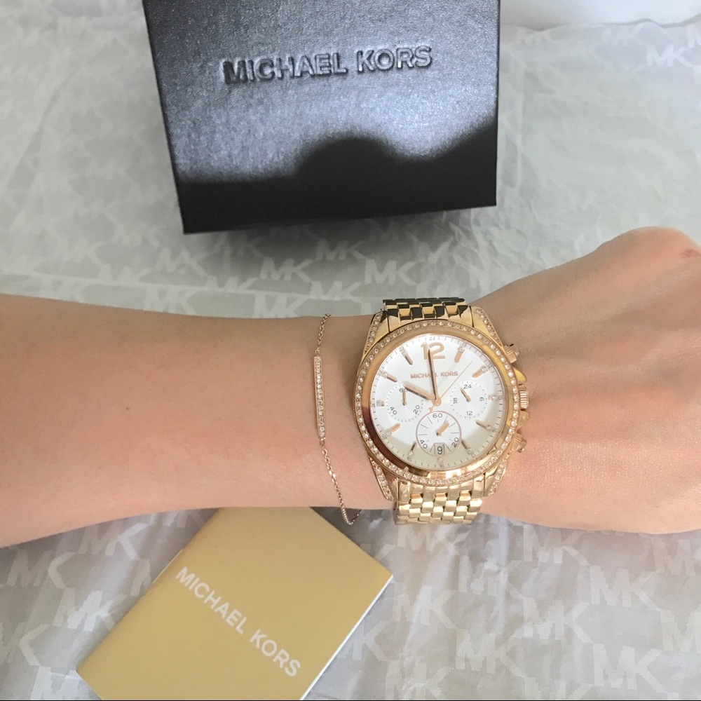 SOLD ‼️ MK delicate rose gold tone pave bracelet - Picture 3 of 7
